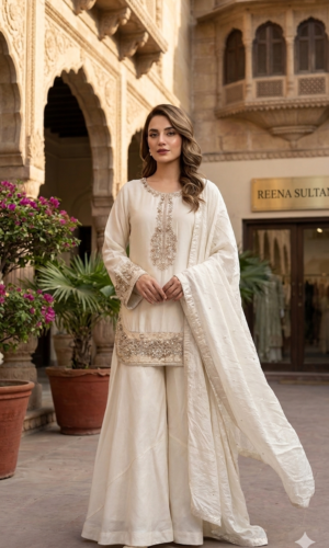 pearl ivory gharara set