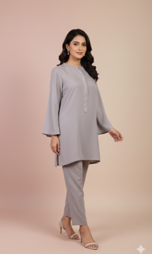 dusty rose flared sleeve two piece