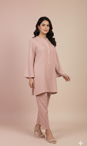 dusty rose flared sleeve two piece