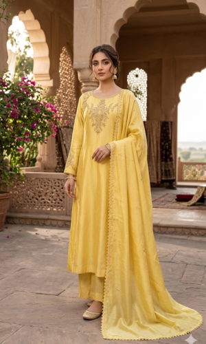 aqua mist embroidered sharara set