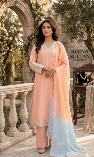 aqua mist embroidered sharara set
