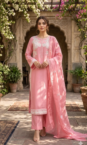 aqua mist embroidered sharara set
