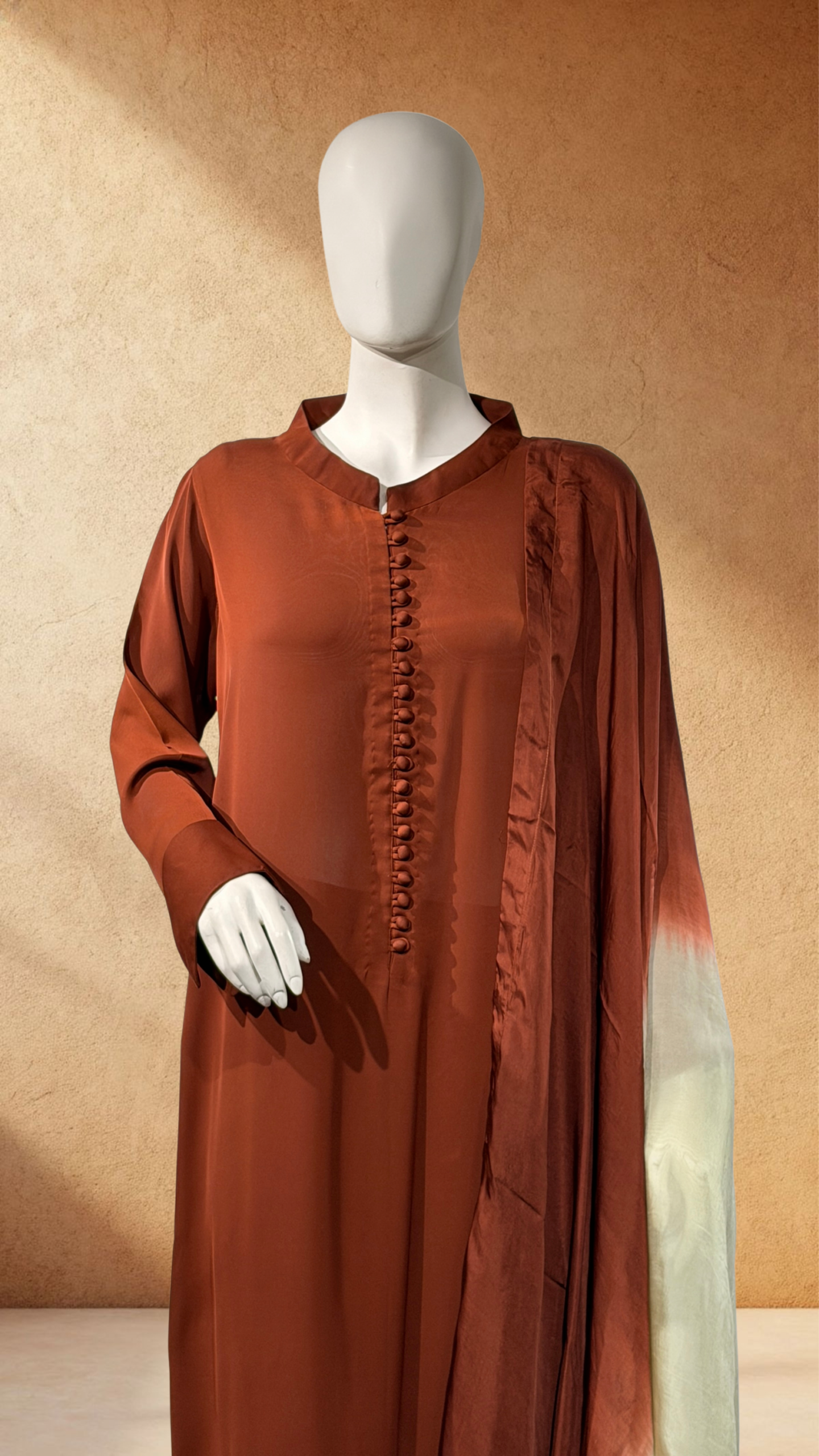 untitled-design-1-6 coral button front suit with cream ombre dupatta copy